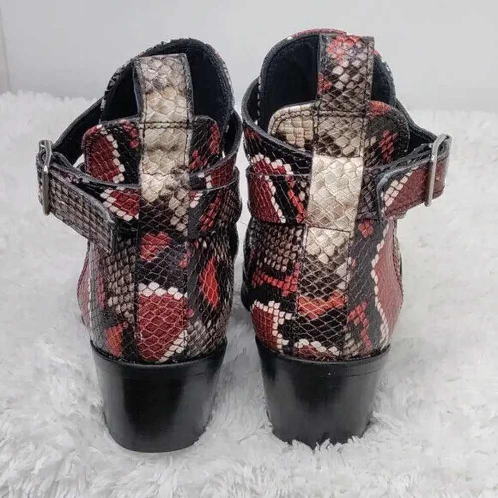 All saints Snake Print Pointed Buckle Booties 10 M